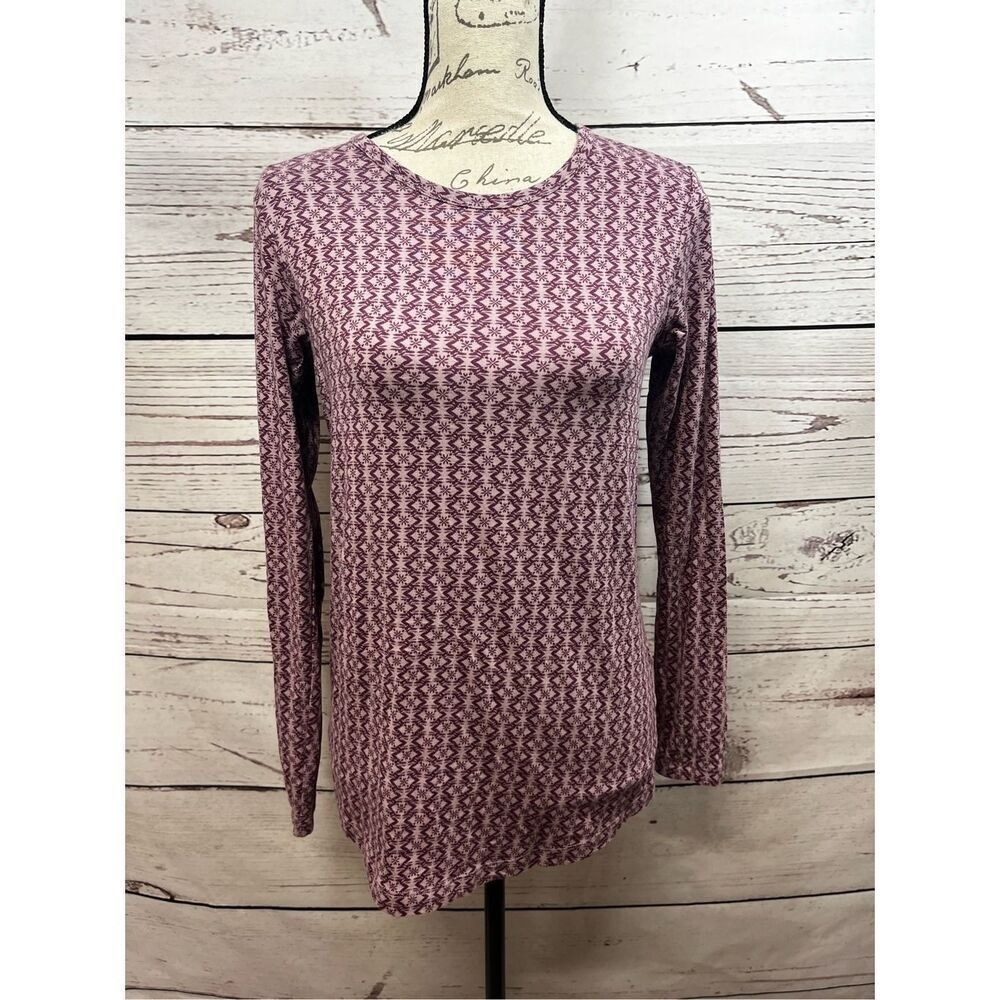ORVIS Perfect Tee Relaxed Fit Women's XS Long Sleeve Geometric Print Tunic